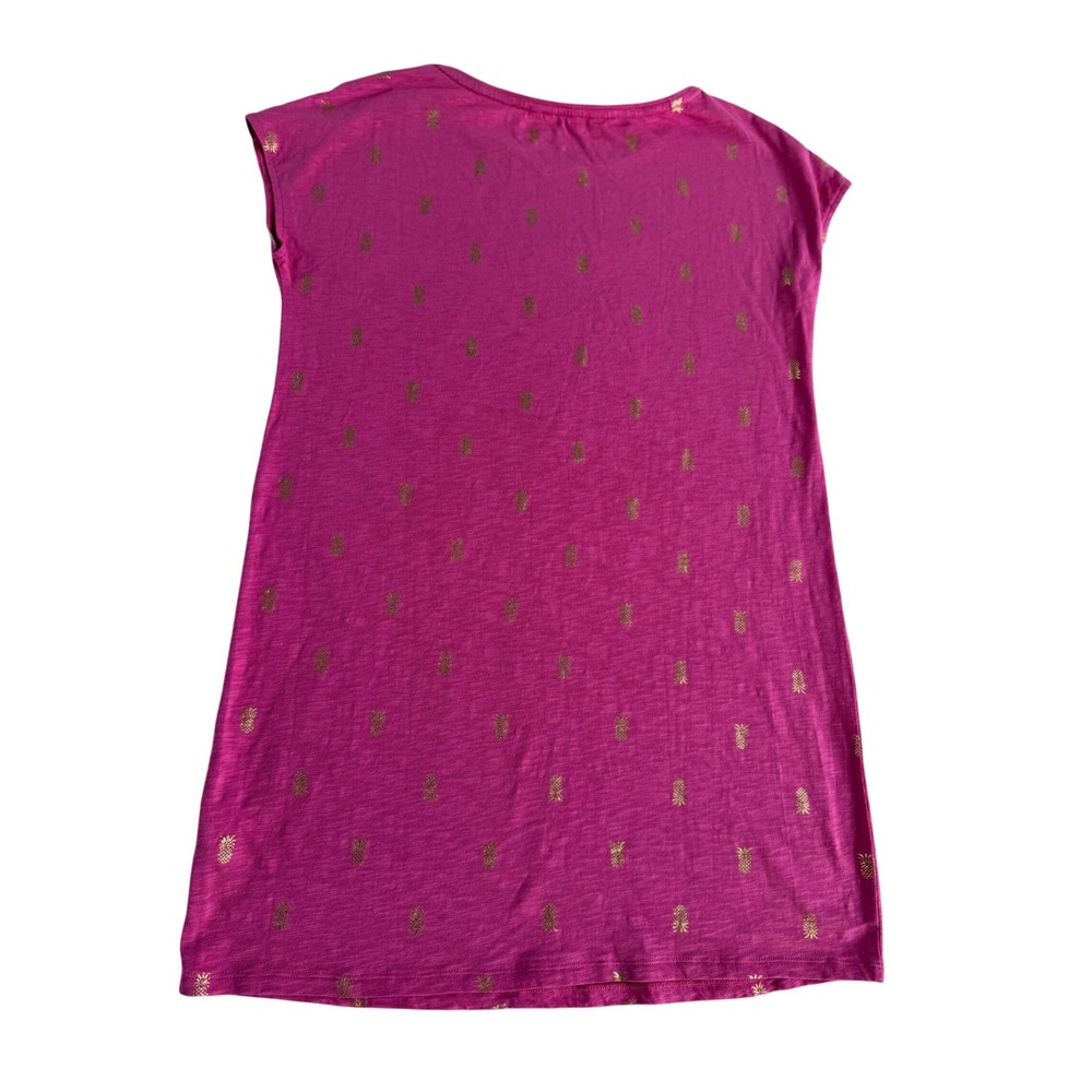 Boden Pink Paulina Jersey Dress Gold Pineapple Print Women's size 10